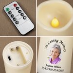 Personalized Portrait Photo Flameless LED Battery Operated Candle with Name and Date Sympathy Memorial Gift for Loss of Loved One
