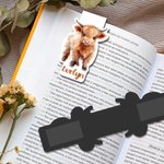 Henkilökohtainen Söpö Highland Cow Magneettinen kirjanmerkki Clip nimi lukeminen tarvikkeet syntymäpäivälahja lehmän ystäville Bookworm