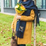 Personalized Retro Floral Initial Design Soft Warm Tassel Scarf with Name Anniversary Birthday Gift for Women