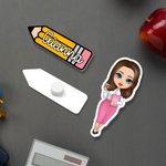 Personalised Cartoon Teacher Character Name Pencil Acrylic Bag Charm Accessories for Bogg Teachers' Day Birthday Back to School Gift for Women Teacher