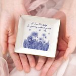 Personalised Toile De Jouy Purple Birth Flower Square Ceramic Trinket Jewellery Dish with Title Birthday Friendship Gift for Besties Sisters Friends