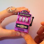 Personalized Mini Slot Machine Bag Tag Keychain with Initial Charm Birthday Anniversary Party Gift for Gambler Slot Lover