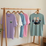 Personalised Paw Print 1-6 Family Members Silhouette T-shirt Sweatshirt Birthday Holiday Gift for Family