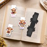 Henkilökohtainen Söpö Highland Cow Magneettinen kirjanmerkki Clip nimi lukeminen tarvikkeet syntymäpäivälahja lehmän ystäville Bookworm