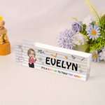 Personalised Cartoon Character Book Pencil Acrylic Desk Name Plate Birthday Appreciation Back to School Gift for Teachers