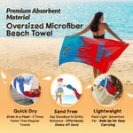 Personalized Water Drip Quick Dry Microfiber Beach Towel with Name and Number Birthday Team Gift for Baseball Soccer Softball Ball Sport Lovers