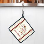 Personalised Thankful and Blessed Pot Holders Pads with Text and Hanging Loop Set of 2 Baking Cooking Utensil Gift for Family Cooking Enthusiast