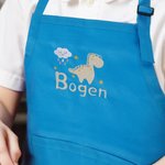 Personalized Cute Embroidered Pattern Adjustable Kid Apron Chef Hat Set with Name Children's Day Birthday Gift for Boys Girls