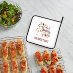 Personalised Thankful and Blessed Pot Holders Pads with Text and Hanging Loop Set of 2 Baking Cooking Utensil Gift for Family Cooking Enthusiast