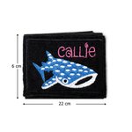 Étiquette d'Identification à Velcro Personnalisé avec Nom et Motif de Requin Brodés Accessoire de Plongée Cadeau Anniversaire Vacances d'Été