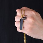 Personalizada Negro Oro Acrílico Colgante Collar con Inicial Charm Minimalista Joyería Cumpleaños Aniversario Regalo para Hombres