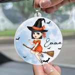 Chapeau de sorcière personnalisé pendentif acrylique avec nom Halloween cadeau d'anniversaire pour femme fille