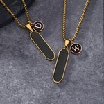 Personalizada Negro Oro Acrílico Colgante Collar con Inicial Charm Minimalista Joyería Cumpleaños Aniversario Regalo para Hombres