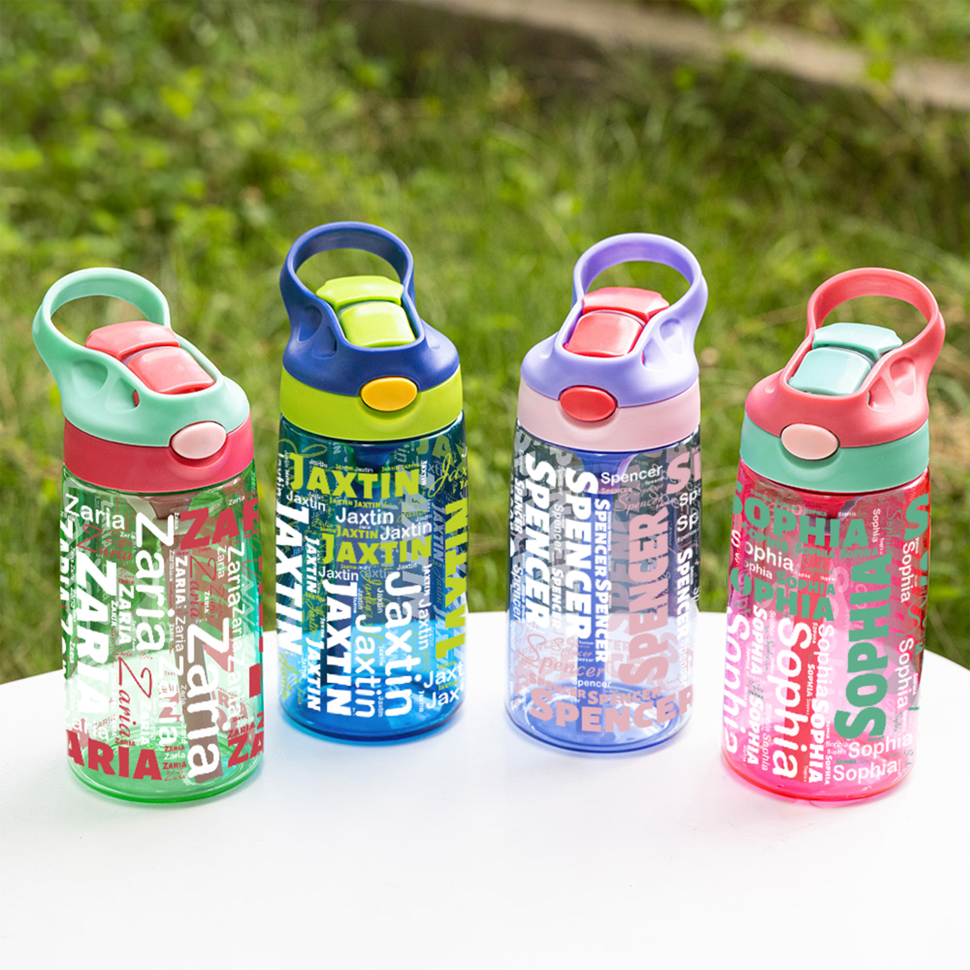 Bouteille d'eau pour enfant avec paille en silicone et poignée Cadeau d'anniversaire pour garçons et filles