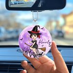 Chapeau de sorcière personnalisé pendentif acrylique avec nom Halloween cadeau d'anniversaire pour femme fille