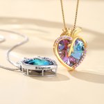 Personalised Heart-Shaped Gem Necklace with Birthstone and Text Dainty Jewellery Birthday Anniversary Gift for Women