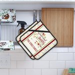 Personalised Thankful and Blessed Pot Holders Pads with Text and Hanging Loop Set of 2 Baking Cooking Utensil Gift for Family Cooking Enthusiast