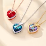 Personalised Heart-Shaped Gem Necklace with Birthstone and Text Dainty Jewellery Birthday Anniversary Gift for Women