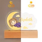 Veilleuse LED personnalisée en forme de nuage avec base en bois et nom Décoration de chambre d'enfant Anniversaire Cadeau de douche pour bébé