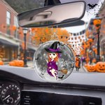 Chapeau de sorcière personnalisé pendentif acrylique avec nom Halloween cadeau d'anniversaire pour femme fille