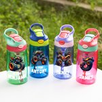 Gepersonaliseerde Big Wheel Off-Road Truck initiële naam 16 oz Kid Waterfles met siliconen rietje en handvat Verjaardag terug naar school Gift voor jongens meisjes