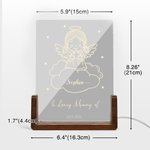 Personalized Angel Baby Acrylic LED Night Light with Name Text Date and Wooden Base Sympathy Memorial Gift for Bereaved Parent