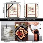 Personalised Thankful and Blessed Pot Holders Pads with Text and Hanging Loop Set of 2 Baking Cooking Utensil Gift for Family Cooking Enthusiast
