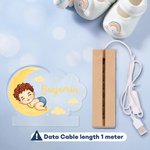 Veilleuse LED personnalisée en forme de nuage avec base en bois et nom Décoration de chambre d'enfant Anniversaire Cadeau de douche pour bébé