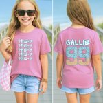 Personalized Lightning Grade 100% Cotton Kid T-shirt with Name and Number Back to School Birthday Gift for Kids Baseball Lovers