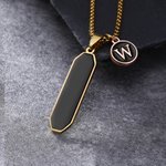 Personalizada Negro Oro Acrílico Colgante Collar con Inicial Charm Minimalista Joyería Cumpleaños Aniversario Regalo para Hombres