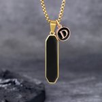 Personalizada Negro Oro Acrílico Colgante Collar con Inicial Charm Minimalista Joyería Cumpleaños Aniversario Regalo para Hombres