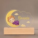 Veilleuse LED personnalisée en forme de nuage avec base en bois et nom Décoration de chambre d'enfant Anniversaire Cadeau de douche pour bébé