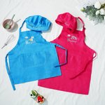 Personalized Cute Embroidered Pattern Adjustable Kid Apron Chef Hat Set with Name Children's Day Birthday Gift for Boys Girls
