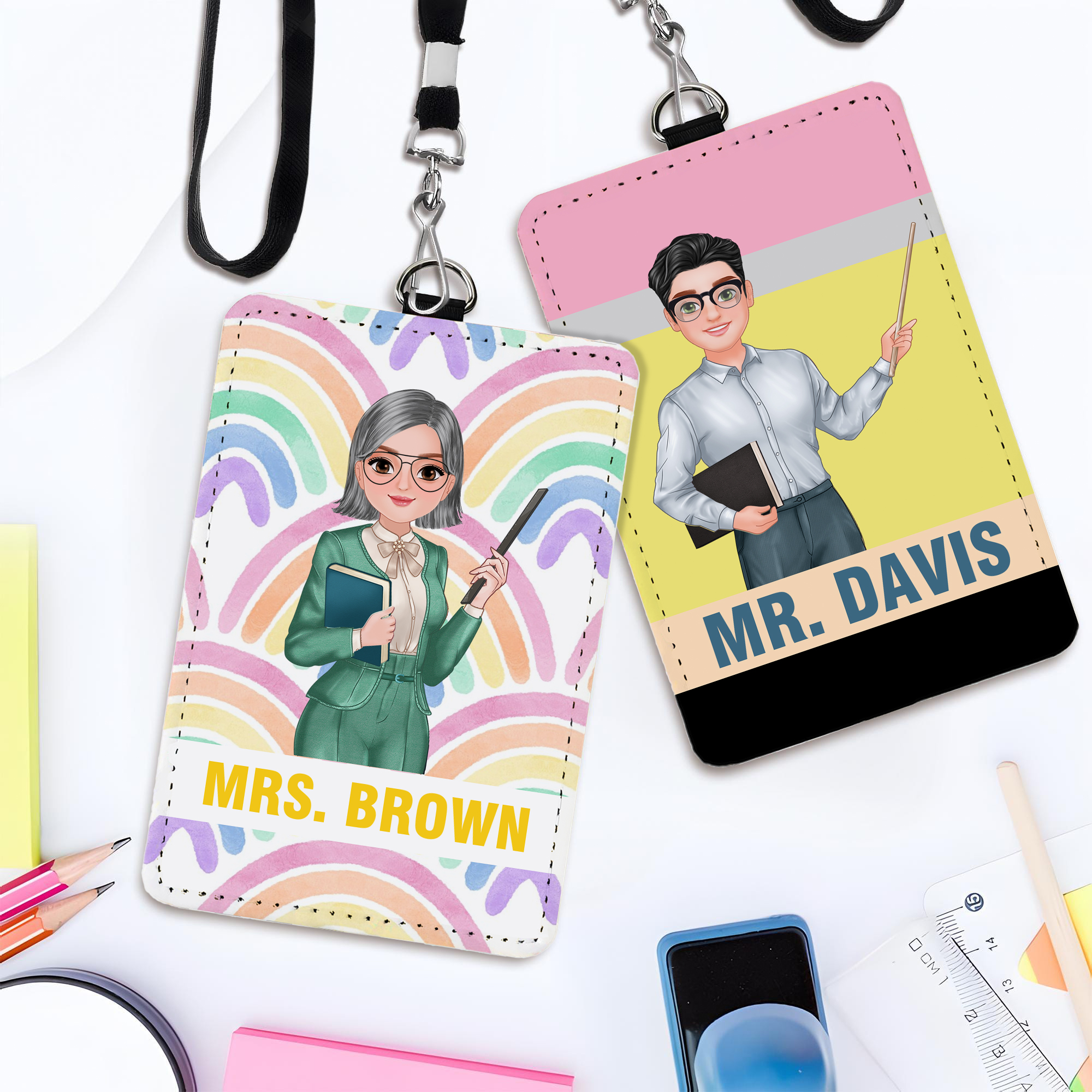 Porte-badge personnalisé avec nom Cadeau d'anniversaire de rentrée des classes Cadeau d'anniversaire de rentrée des classes pour les enseignants