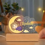 Veilleuse LED personnalisée en forme de nuage avec base en bois et nom Décoration de chambre d'enfant Anniversaire Cadeau de douche pour bébé
