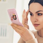 Personalized Birth Flower Cartoon Character Double-Sided Makeup Mirror with LED Light Birthday Bridesmaid Gift for Women Girls