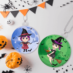 Chapeau de sorcière personnalisé pendentif acrylique avec nom Halloween cadeau d'anniversaire pour femme fille