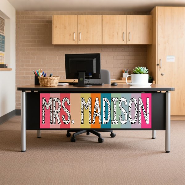 Personalized Cute Polka Dot Rainbow Waterproof Desktop Decorative Stickers with Text Daily Use Back to School Birthday Gift for Teacher