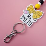 Porte-badge en cuir PU avec texte Cadeau d'appréciation du premier jour d'école pour l'enseignant