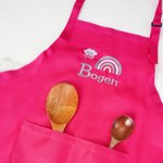 Personalized Cute Embroidered Pattern Adjustable Kid Apron Chef Hat Set with Name Children's Day Birthday Gift for Boys Girls