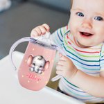 Personlig pipmugg med söta djurmotiv som enhörning 295 ml med namn och handtag för småbarn perfekt födelsedagspresent