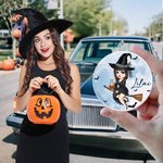 Chapeau de sorcière personnalisé pendentif acrylique avec nom Halloween cadeau d'anniversaire pour femme fille