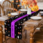 Personalized Ghost Pumpkin Multicolor Table Runner with Text Home Decor Halloween Party Gift for Family Friend