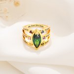 Anillo Personalizado de Piedra de Nacimiento con Nombre Grabado Joyería de Mujer Cumpleaños Día de la Madre Regalo para Mamá Abuela