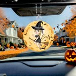 Chapeau de sorcière personnalisé pendentif acrylique avec nom Halloween cadeau d'anniversaire pour femme fille