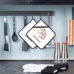Personalised Thankful and Blessed Pot Holders Pads with Text and Hanging Loop Set of 2 Baking Cooking Utensil Gift for Family Cooking Enthusiast