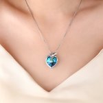 Personalised Heart-Shaped Gem Necklace with Birthstone and Text Dainty Jewellery Birthday Anniversary Gift for Women