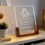 Personalized Angel Baby Acrylic LED Night Light with Name Text Date and Wooden Base Sympathy Memorial Gift for Bereaved Parent