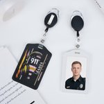 Porte-badge en cuir PU avec texte et porte-clés extensible Cadeau d'anniversaire pour les répartiteurs