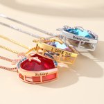 Personalised Heart-Shaped Gem Necklace with Birthstone and Text Dainty Jewellery Birthday Anniversary Gift for Women
